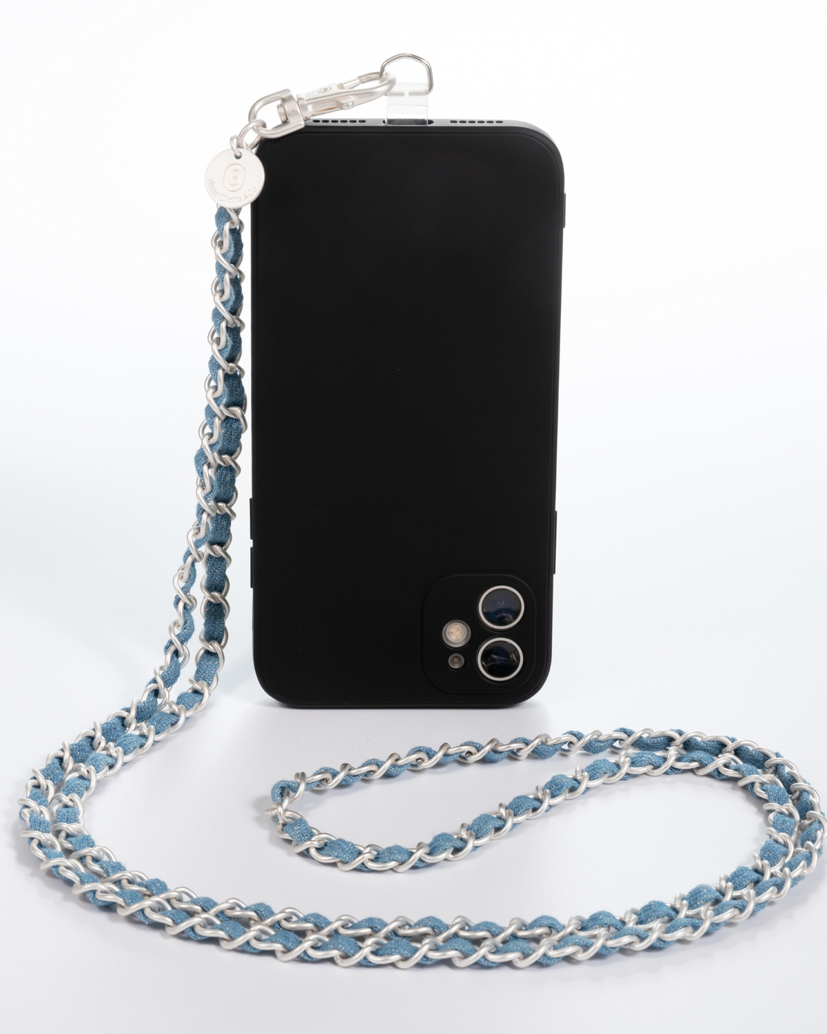 Denim Dream x Matte Silver Crossbody Phone Chain