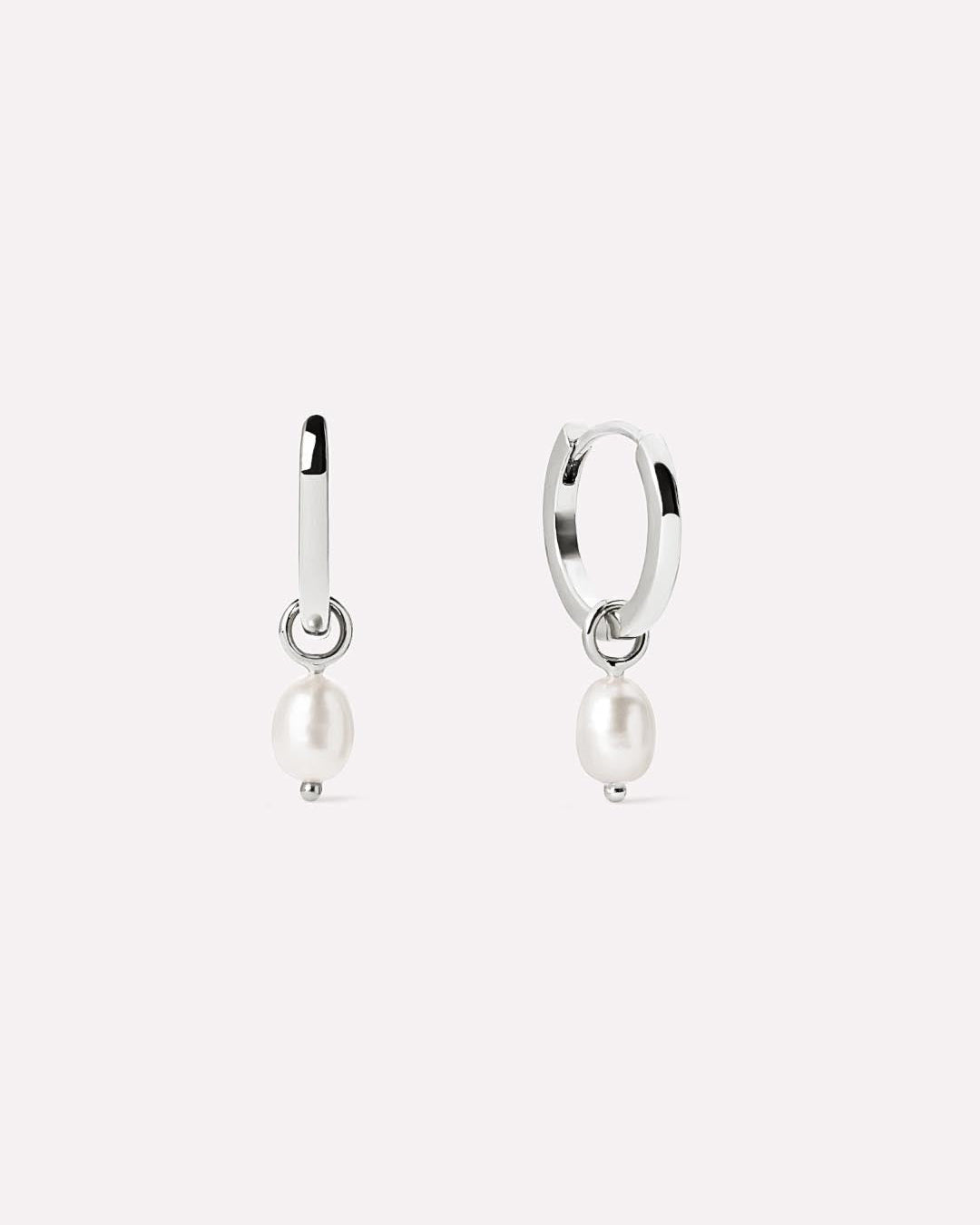 Pearl Huggie Hoops - Frida Silver