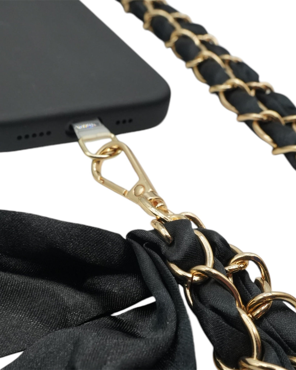 Black Satin Sash Crossbody Phone Chain