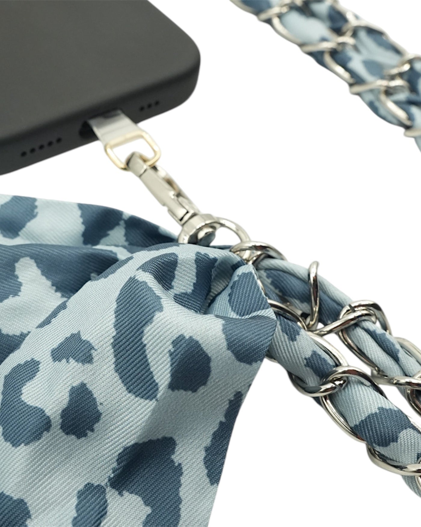 Denim Cheetah Crossbody Phone Chain
