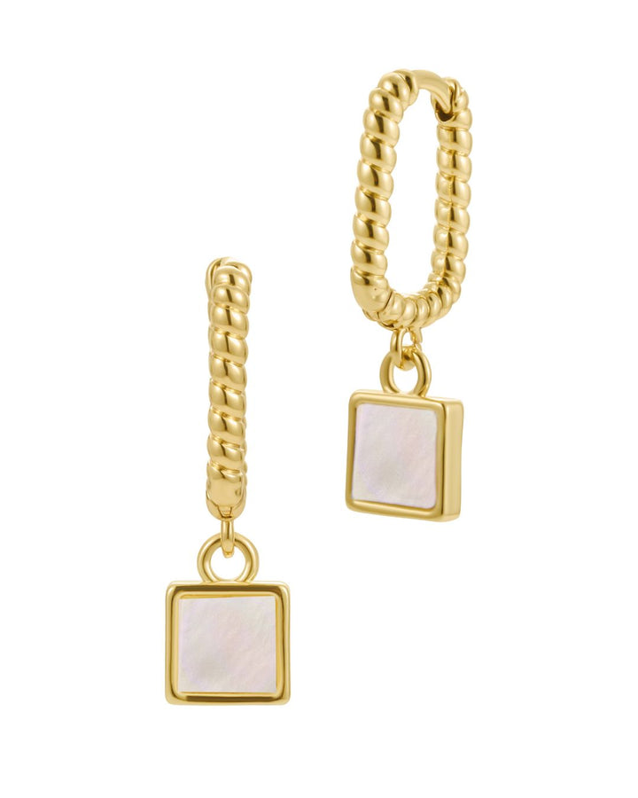 MOTHER-OF-PEARL CHARLOTTE DROP HUGGIE HOOPS