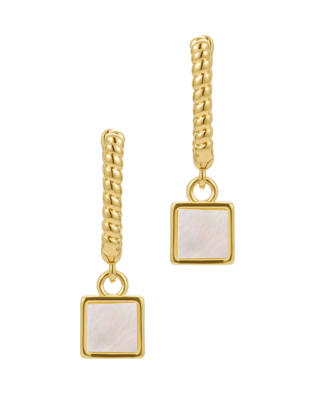 MOTHER-OF-PEARL CHARLOTTE DROP HUGGIE HOOPS