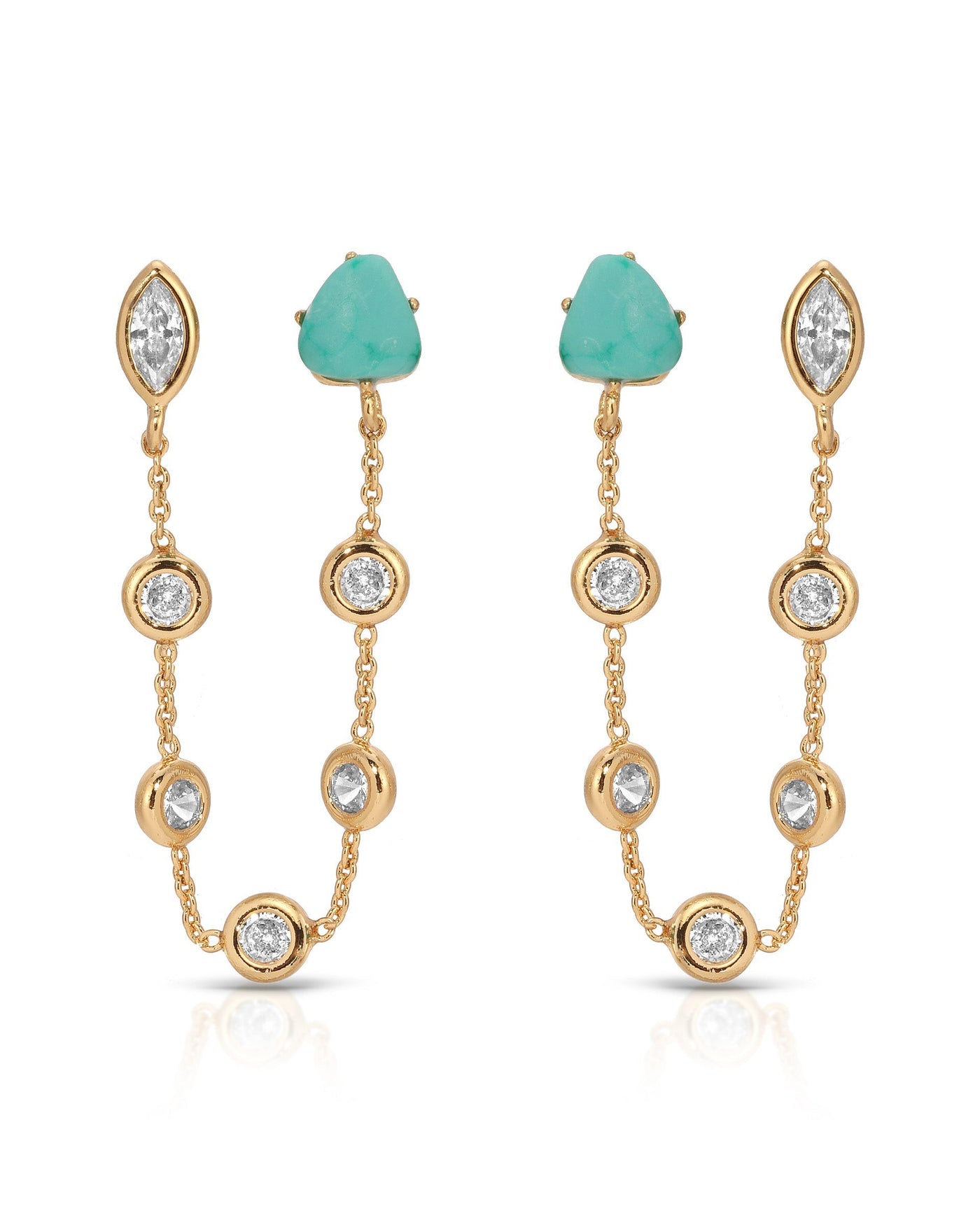 Double Piercing Turquoise Earrings