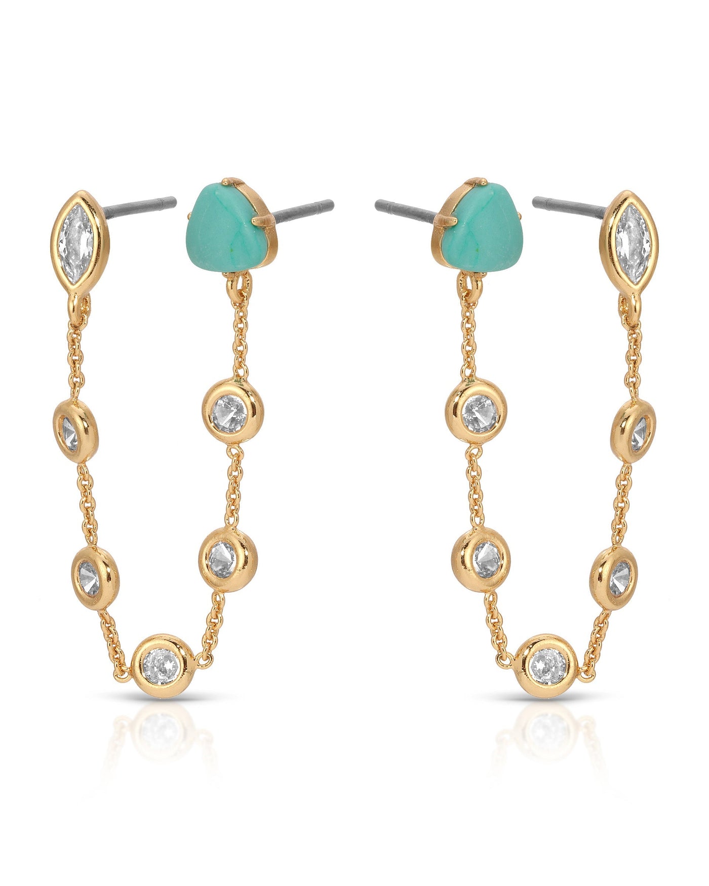 Double Piercing Turquoise Earrings