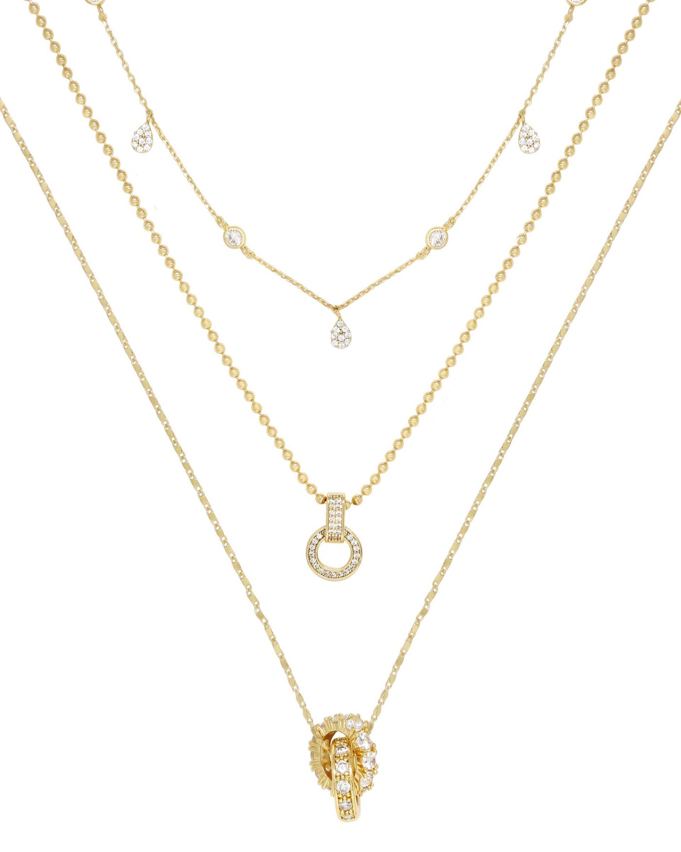 Dainty Crystal Trio Necklace Set