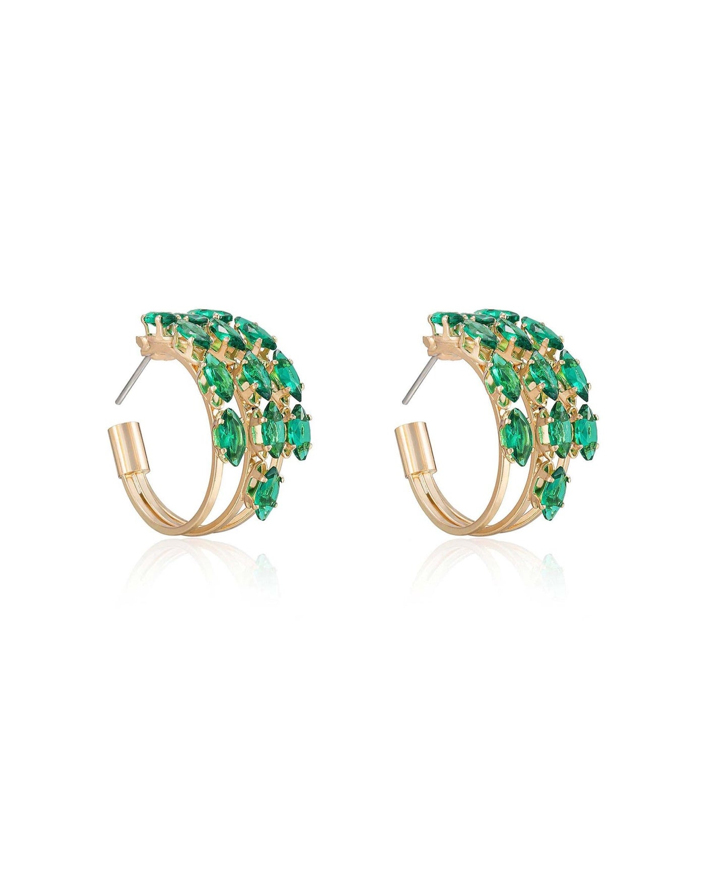Multi-Crystal Huggie Hoop Earrings