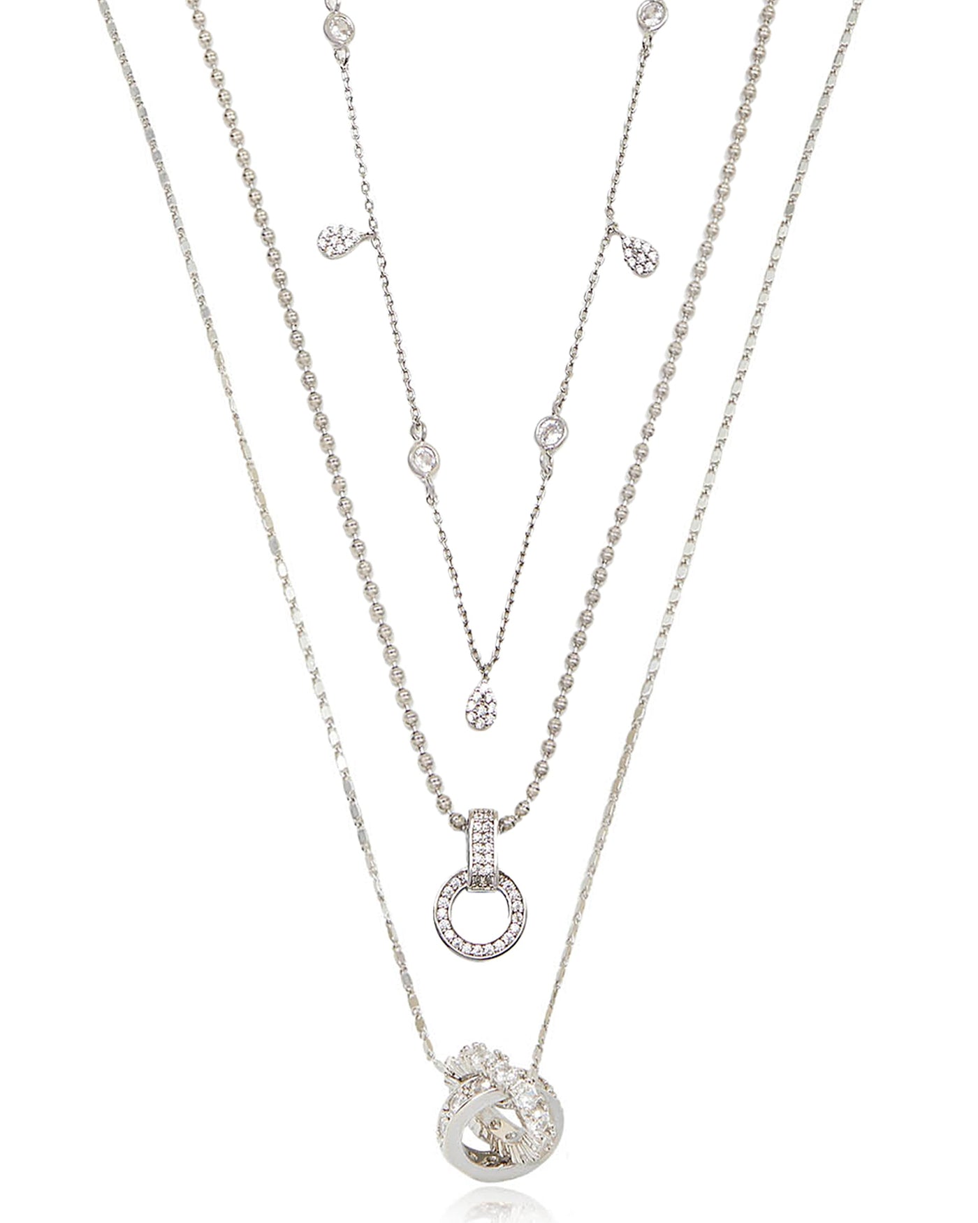 Dainty Crystal Trio Necklace Set