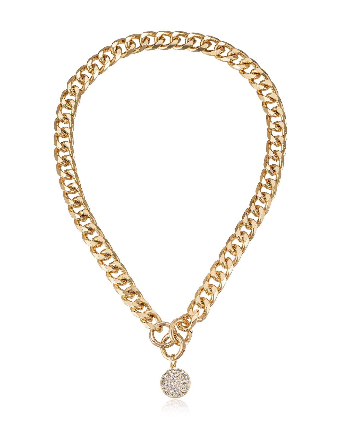 Crystal Disc Charm and Chain Necklace