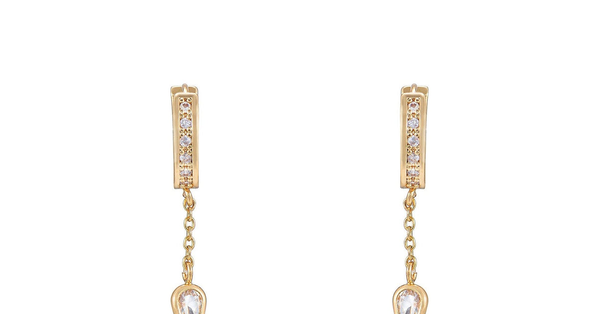 SKN-DANGLE DROP BEZEL CZ HUGGIE
