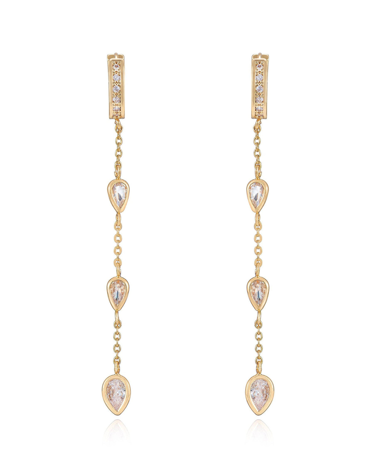 Bezel Crystal Huggie Dangle Earrings