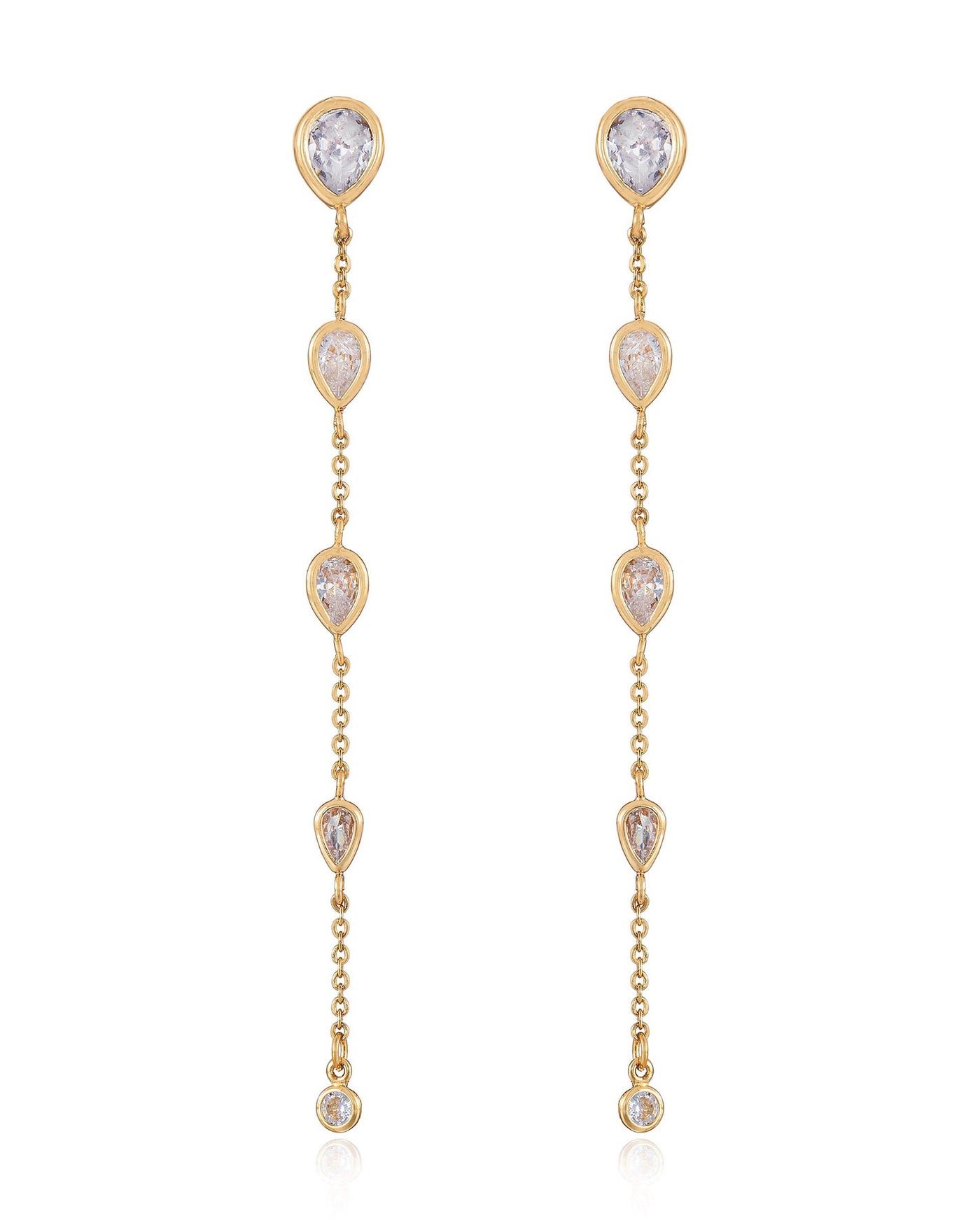 Dainty Bezel Crystal Dangle Earrings