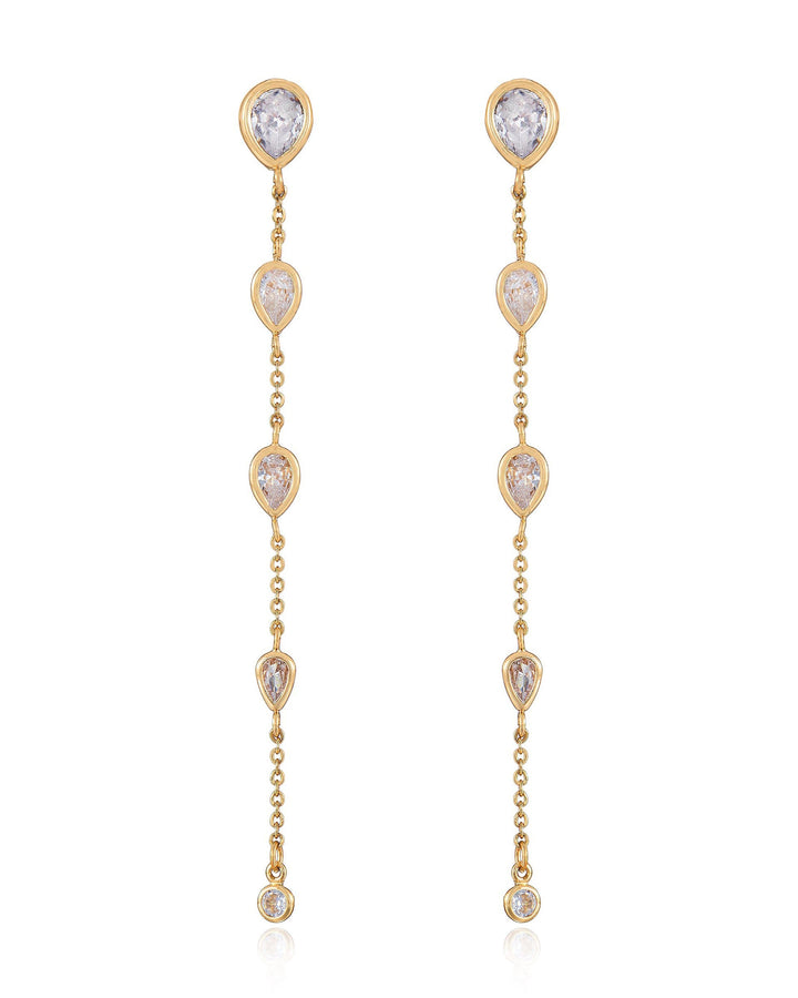 Dainty Bezel Crystal Dangle Earrings
