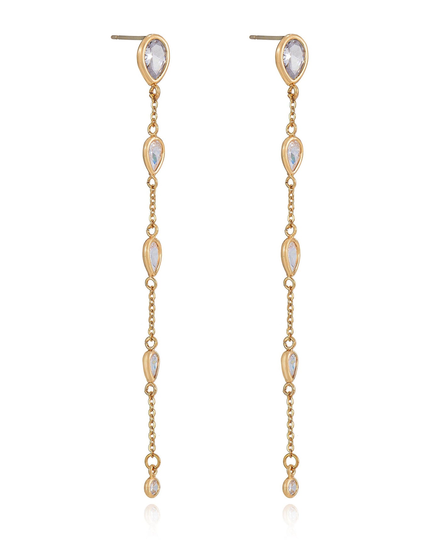 Dainty Bezel Crystal Dangle Earrings