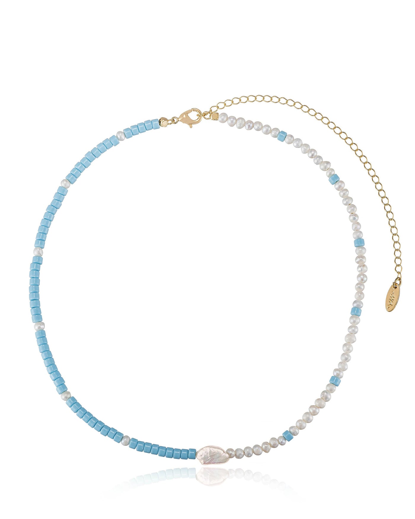 Turquoise and Pearl Strand Necklace