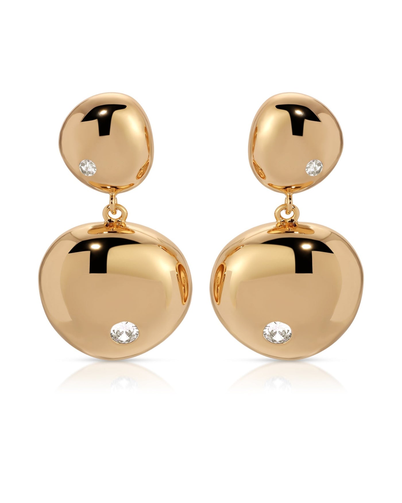 Polished Double Pebble Drop Earrings