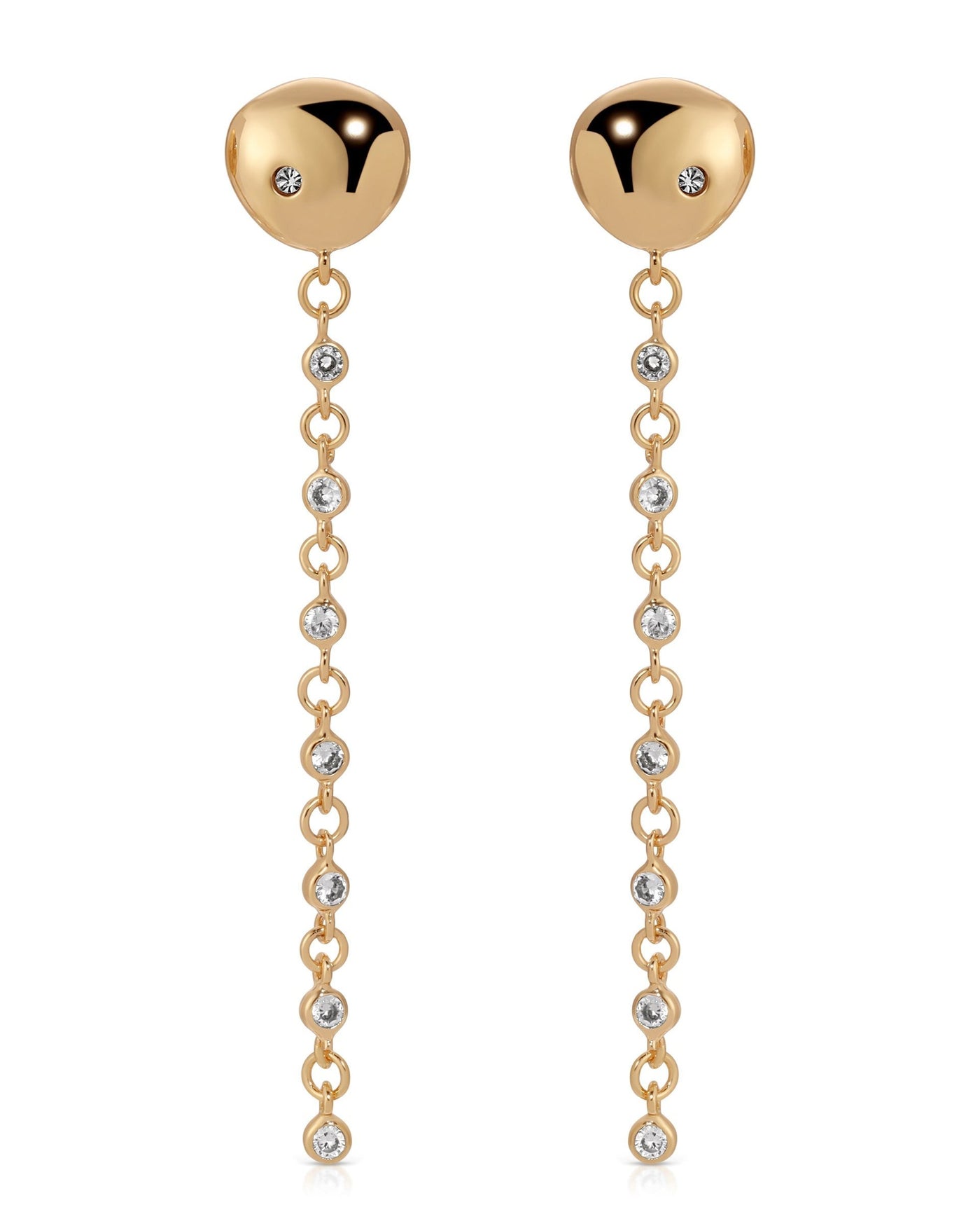 Polished Pebble Linear Chain Earrings