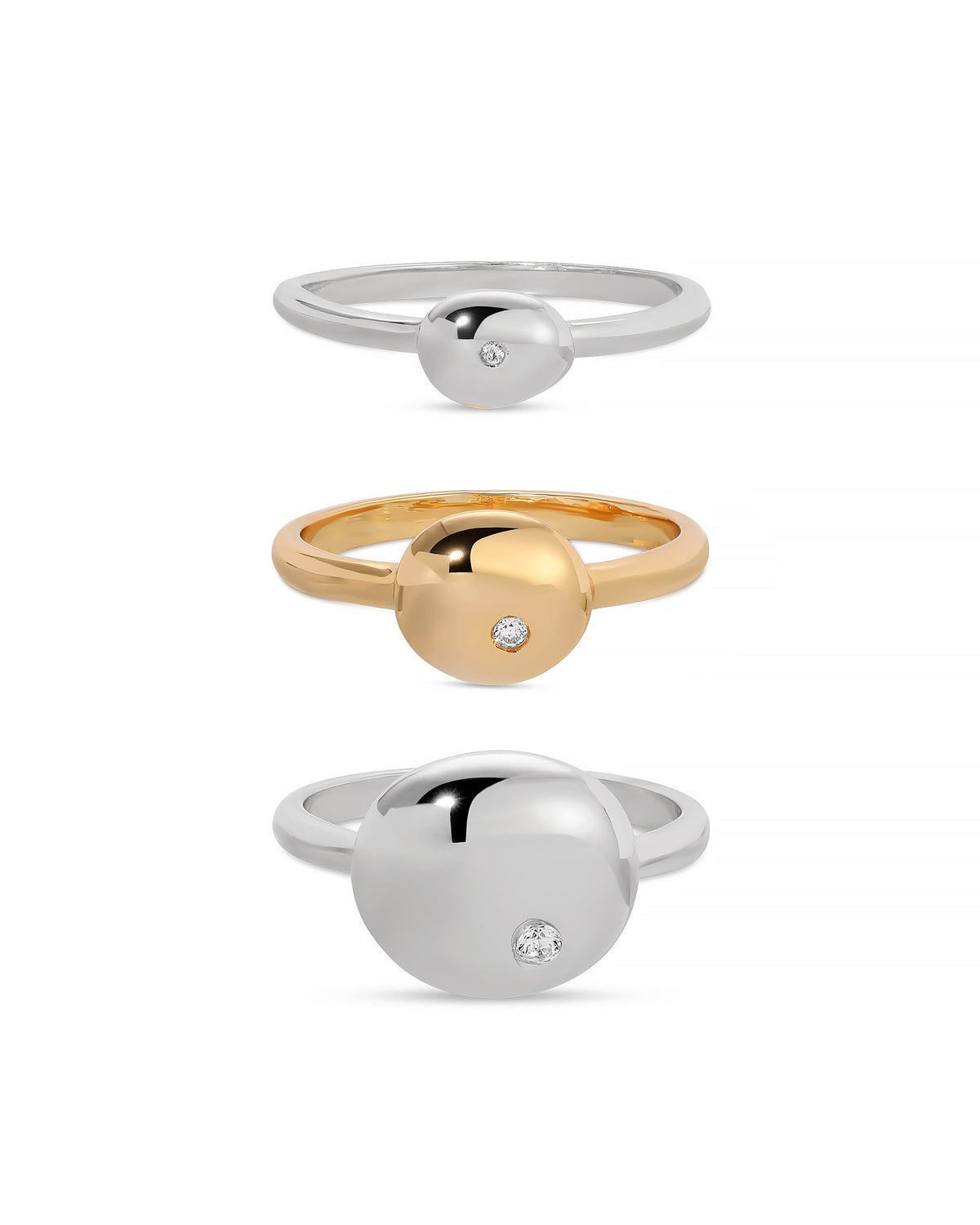 Polished Stacking Pebble Ring Set