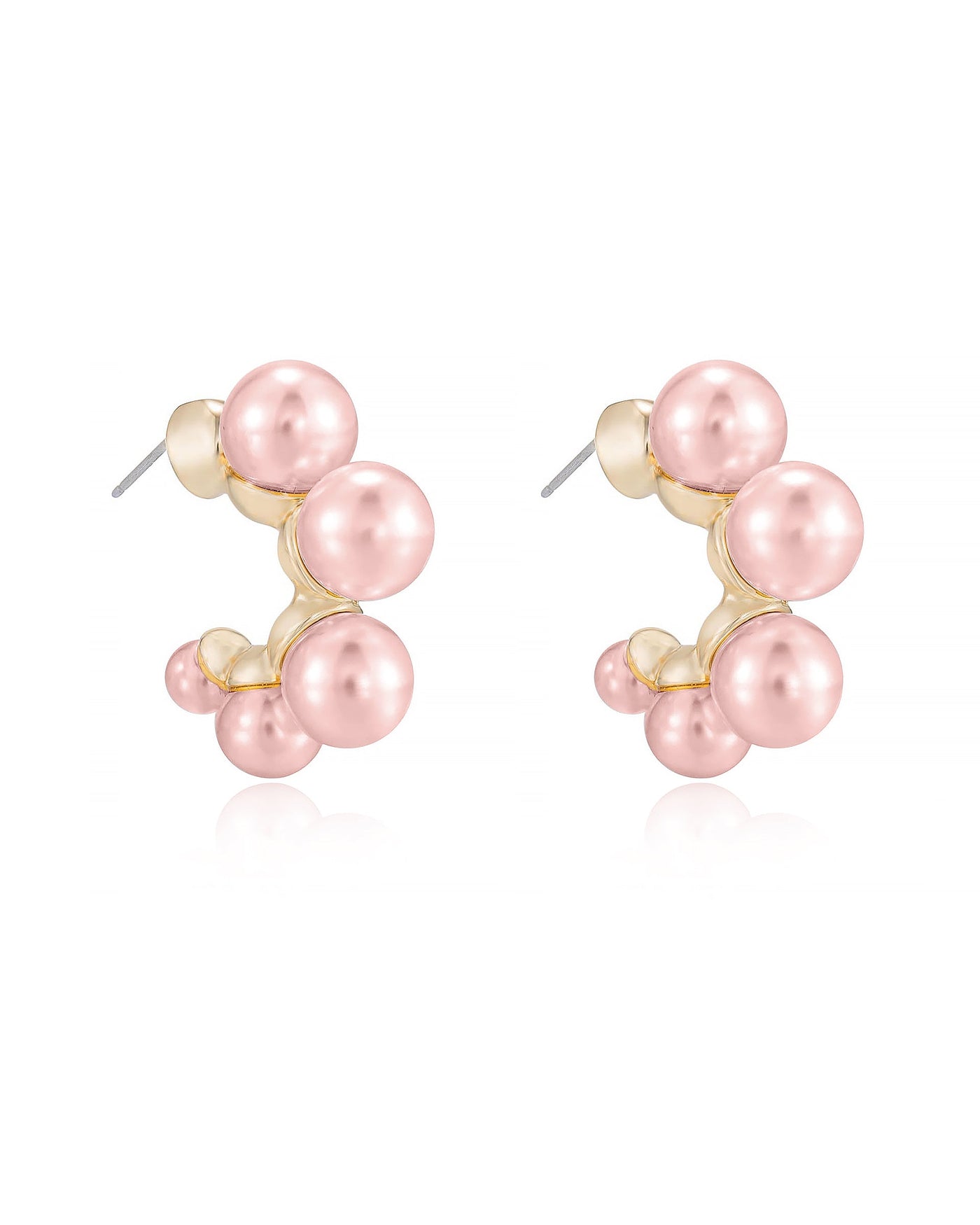 Five Pearls Hoop Earrings