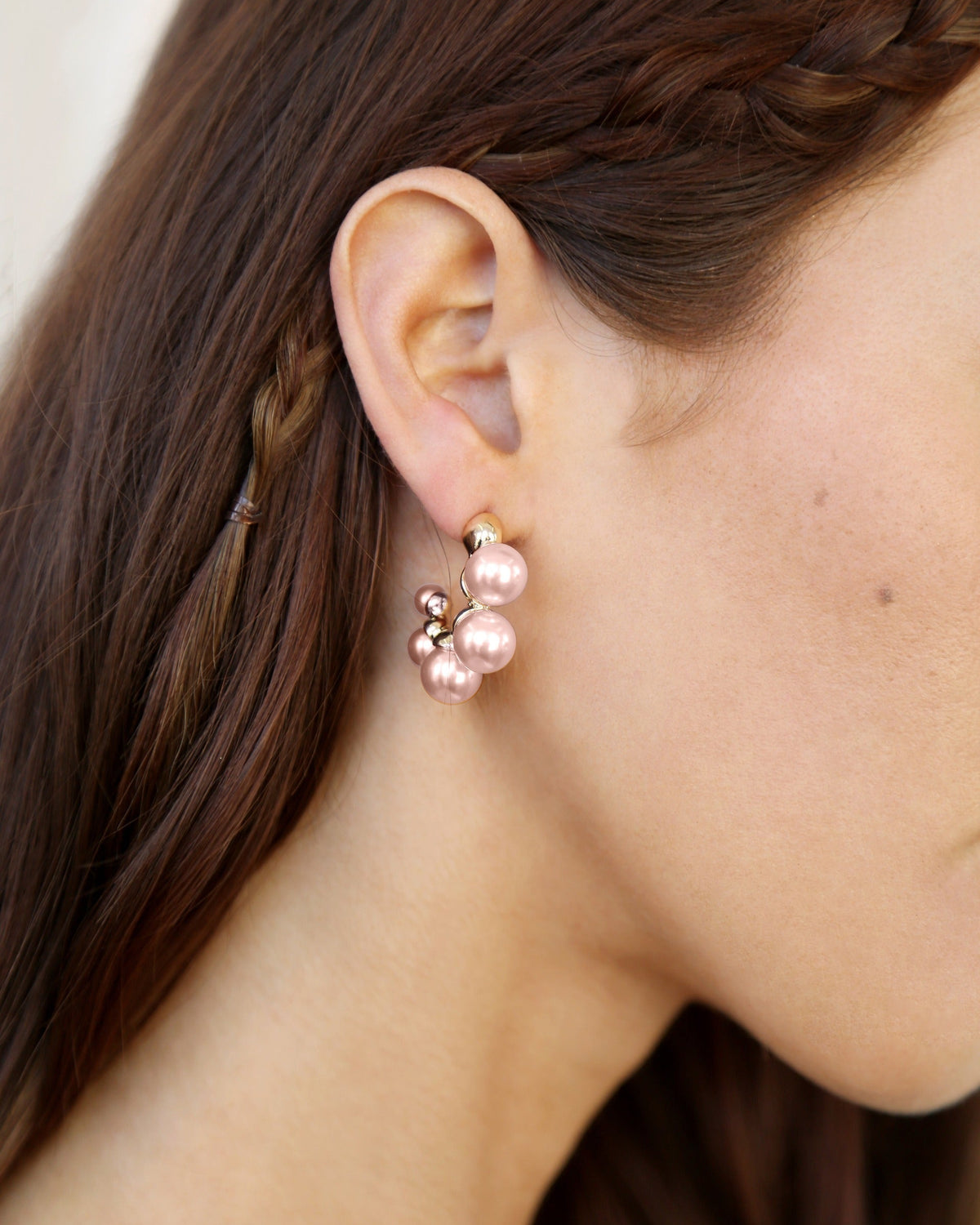 Five Pearls Hoop Earrings