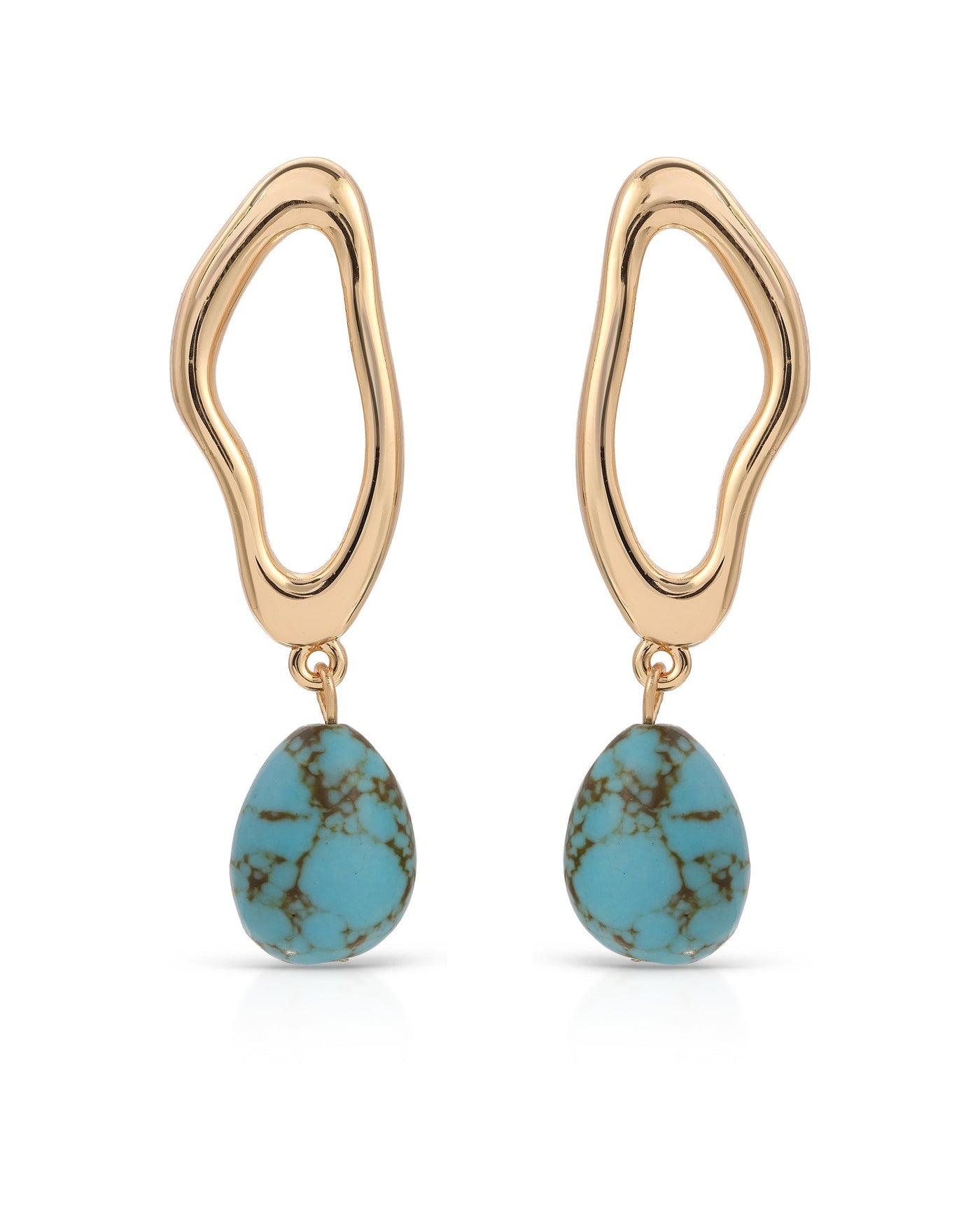 Open Circle Turquoise Dangle Earrings