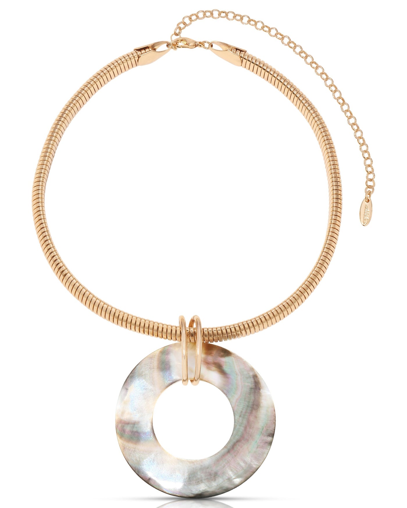Shell Open Circle Pendant Flex Chain Necklace