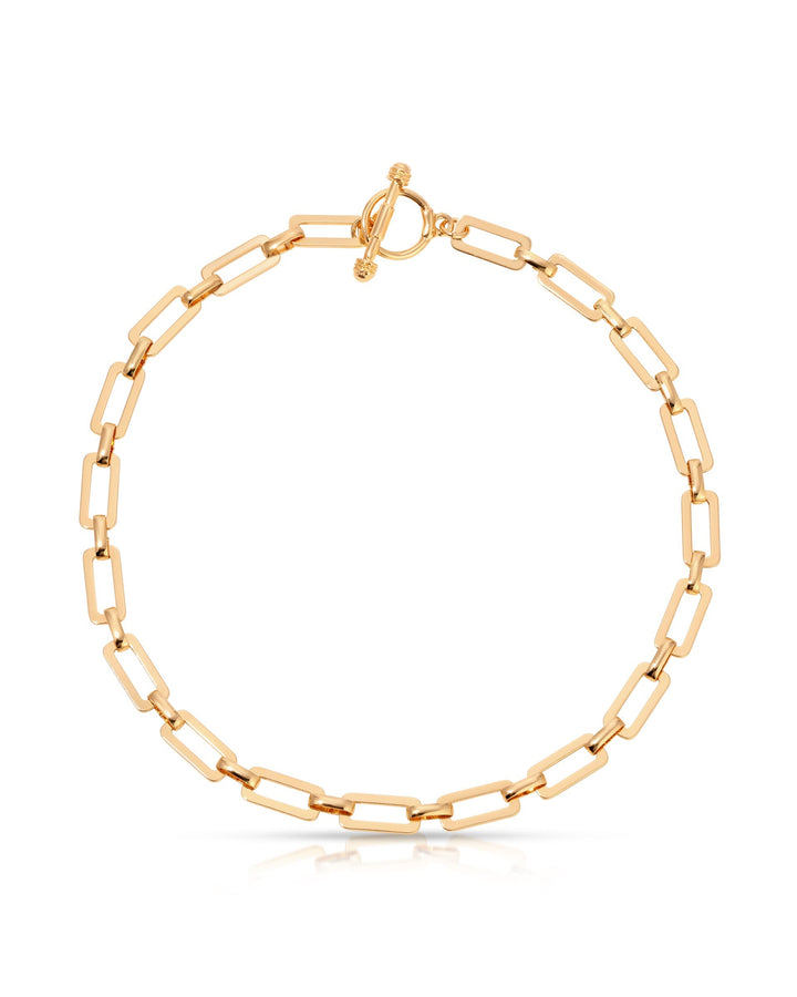 Golden Flat Rectangle Chain Necklace