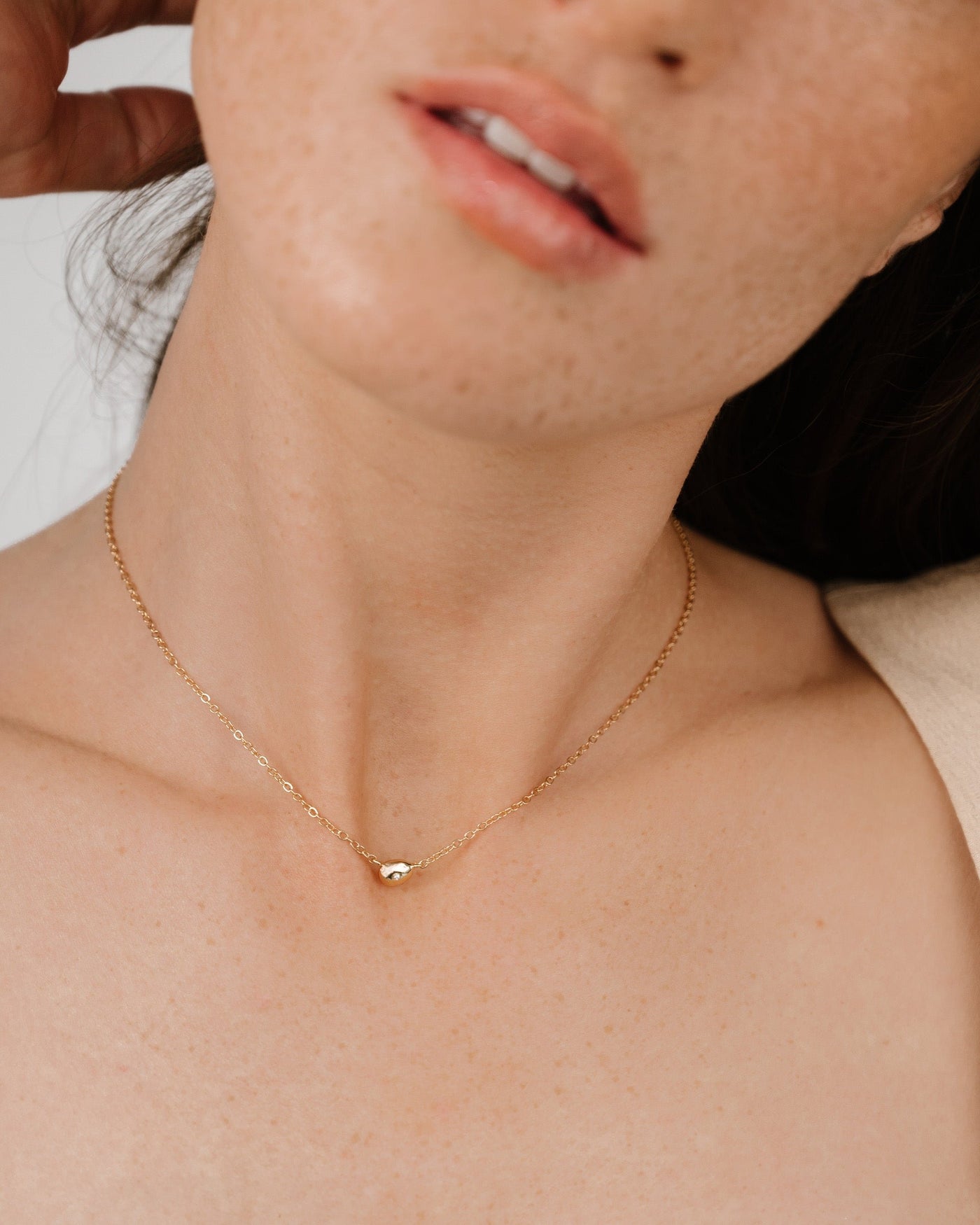 Polished Dainty Pebble Necklace