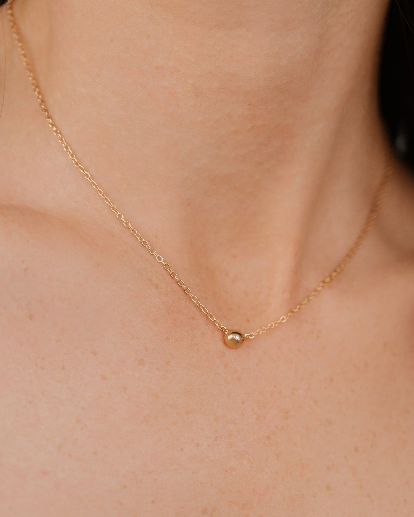 Polished Dainty Pebble Necklace