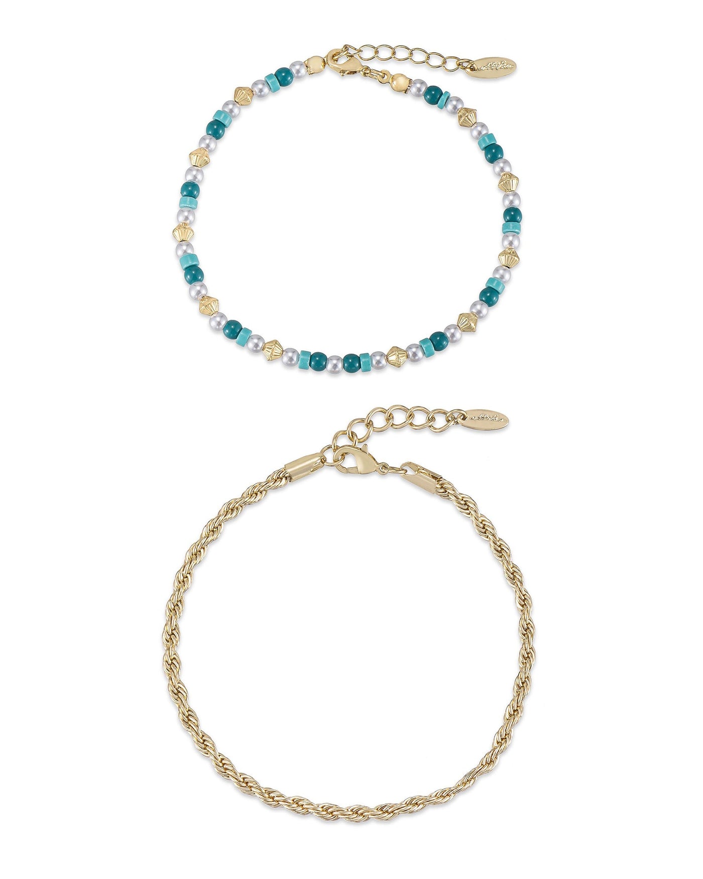 Seaside Turquoise and Pearl Anklet Set