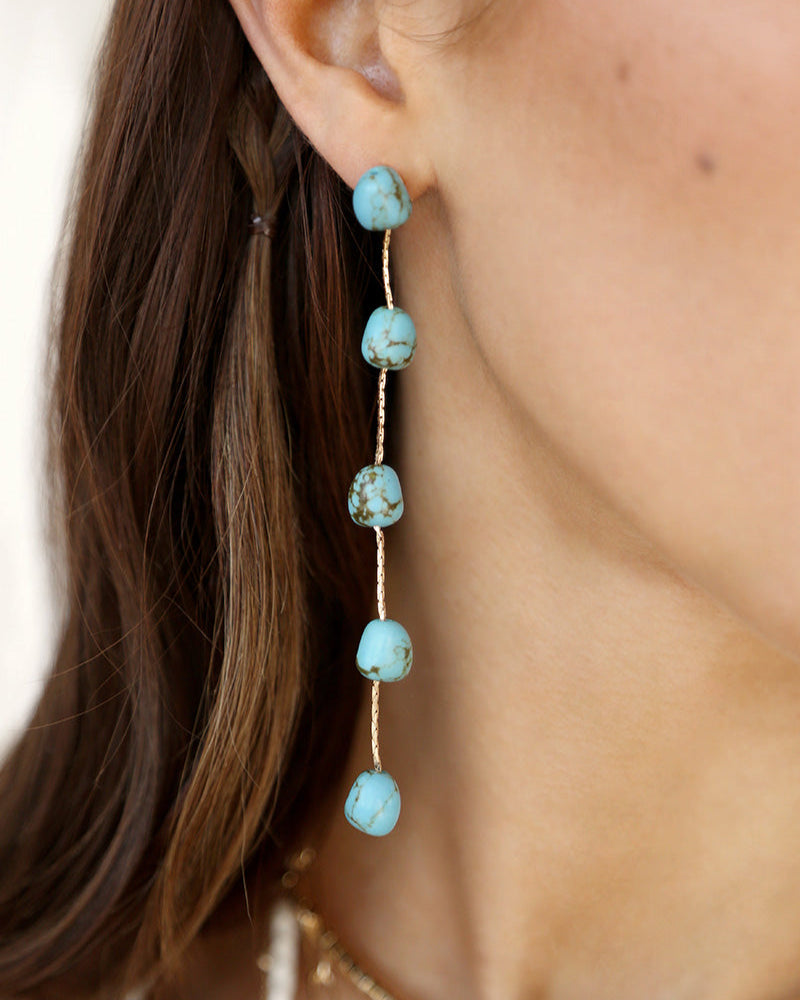 Dripping Turquoise Delicate Drop Earrings