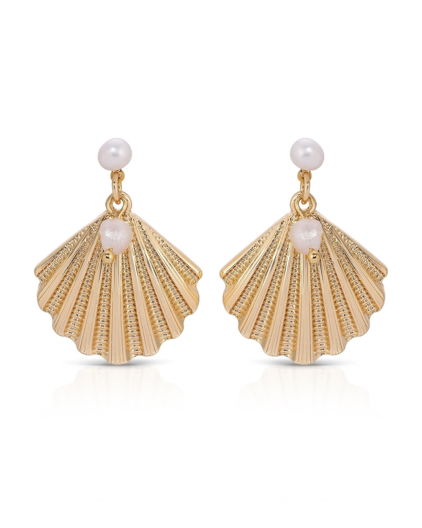 Scallop Shell and Pearl Earrings