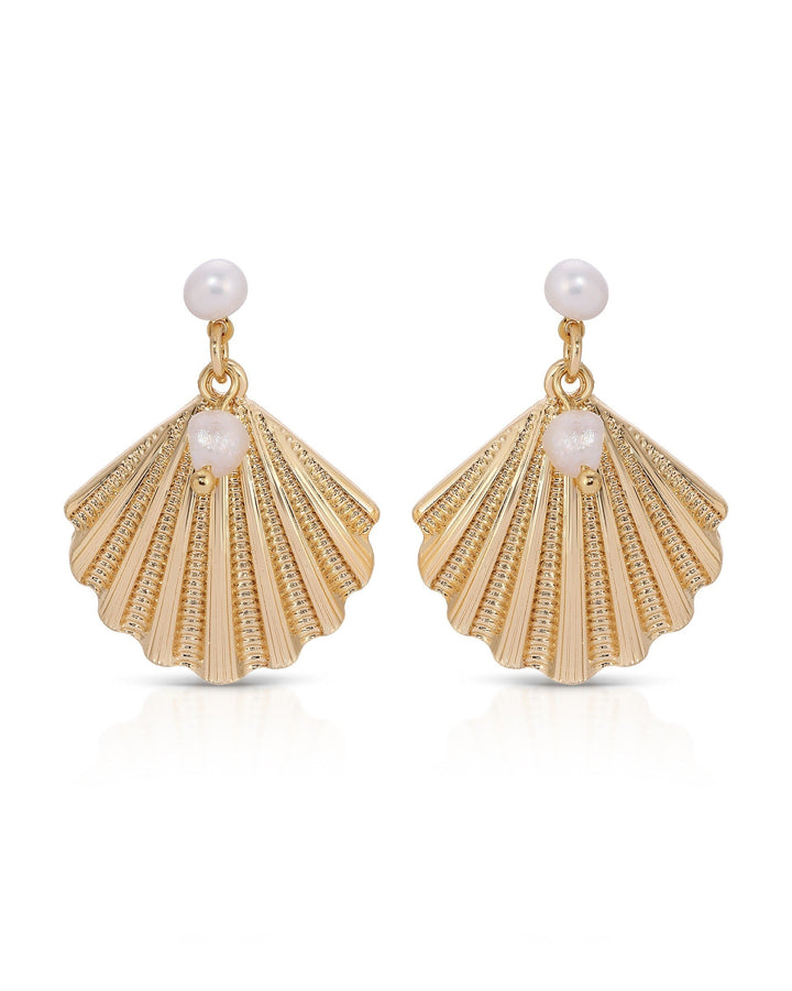 Scallop Shell and Pearl Earrings