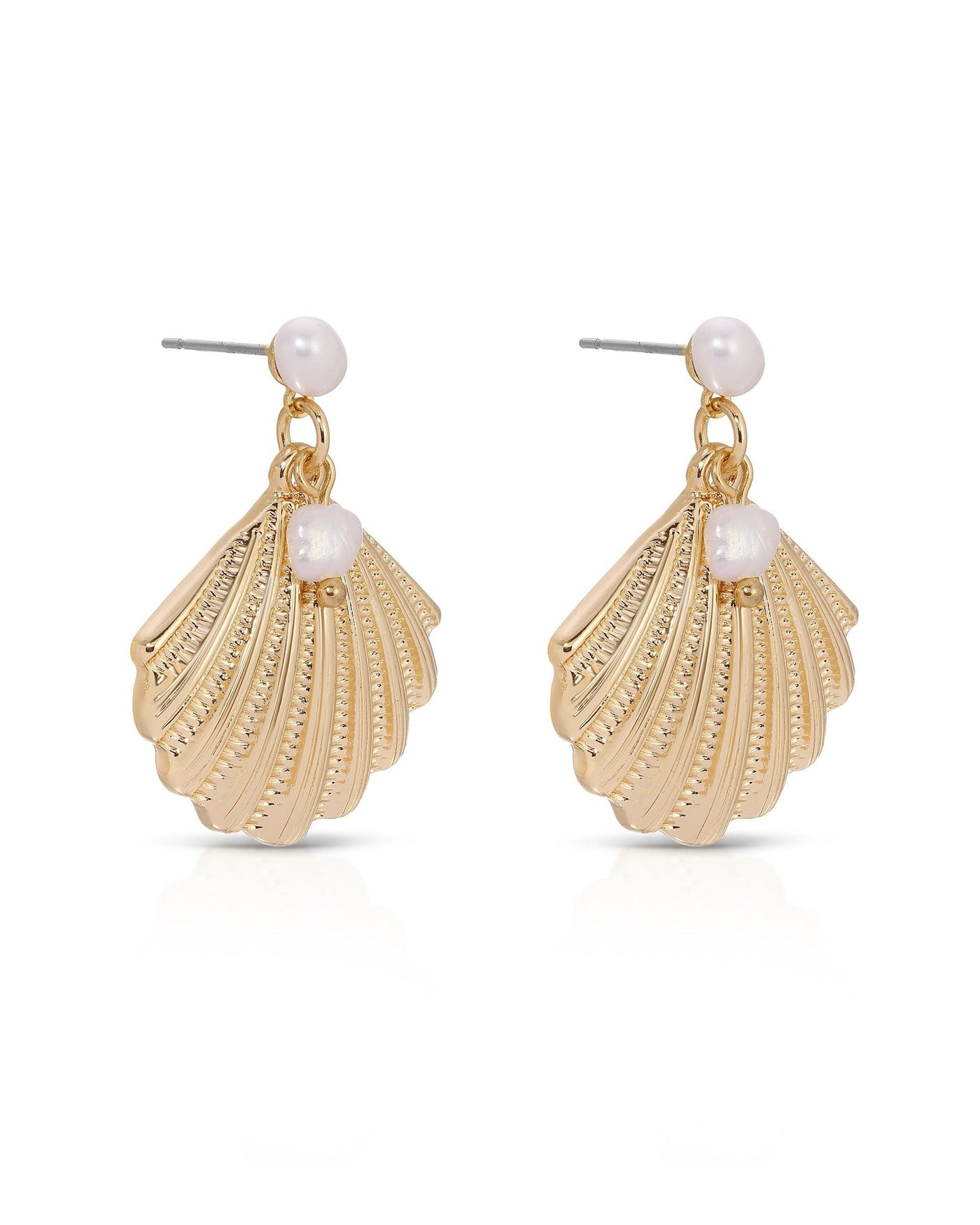 Scallop Shell and Pearl Earrings