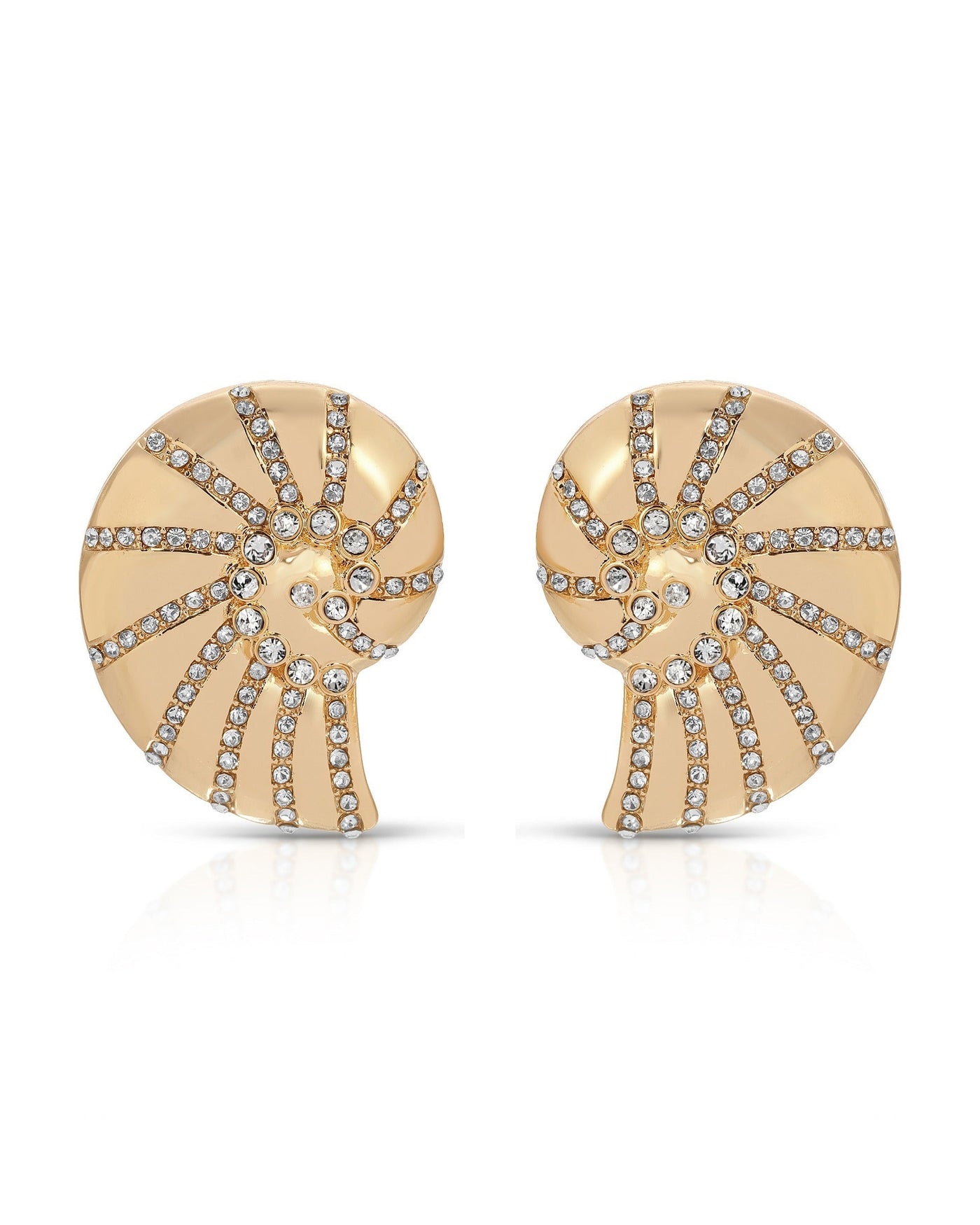 Crystal Studded Nautilus Shell Earrings