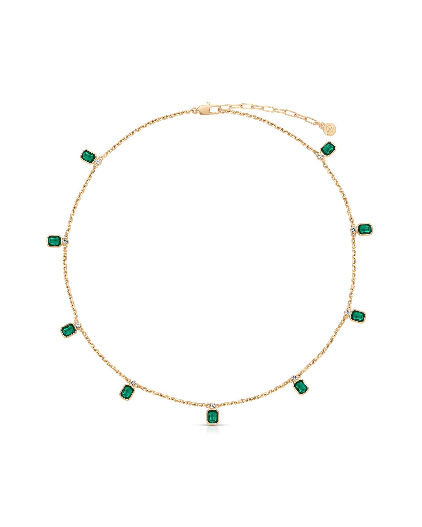 Emerald Deco Charm Necklace