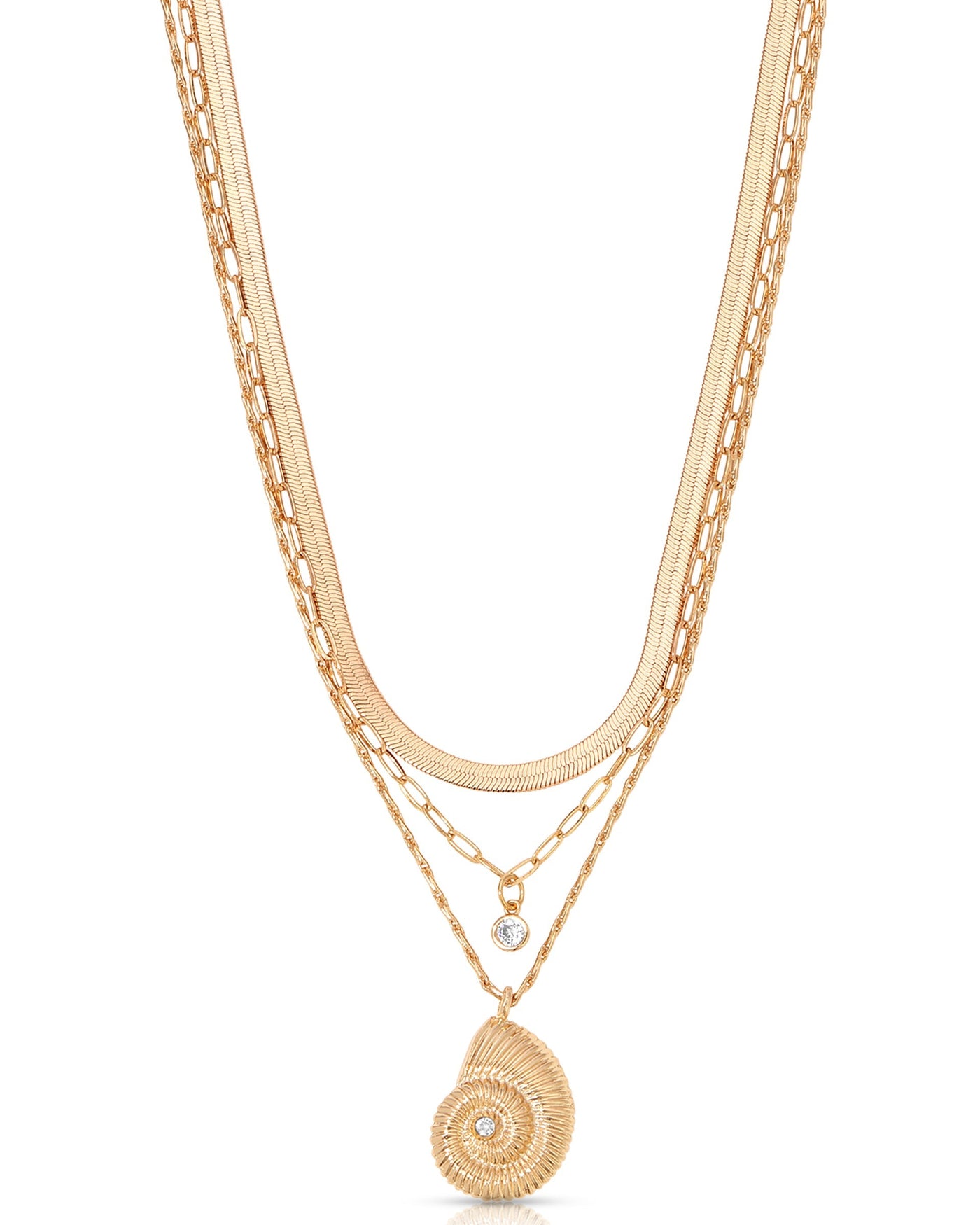 Nautilus Shell Pendant Layered Necklace