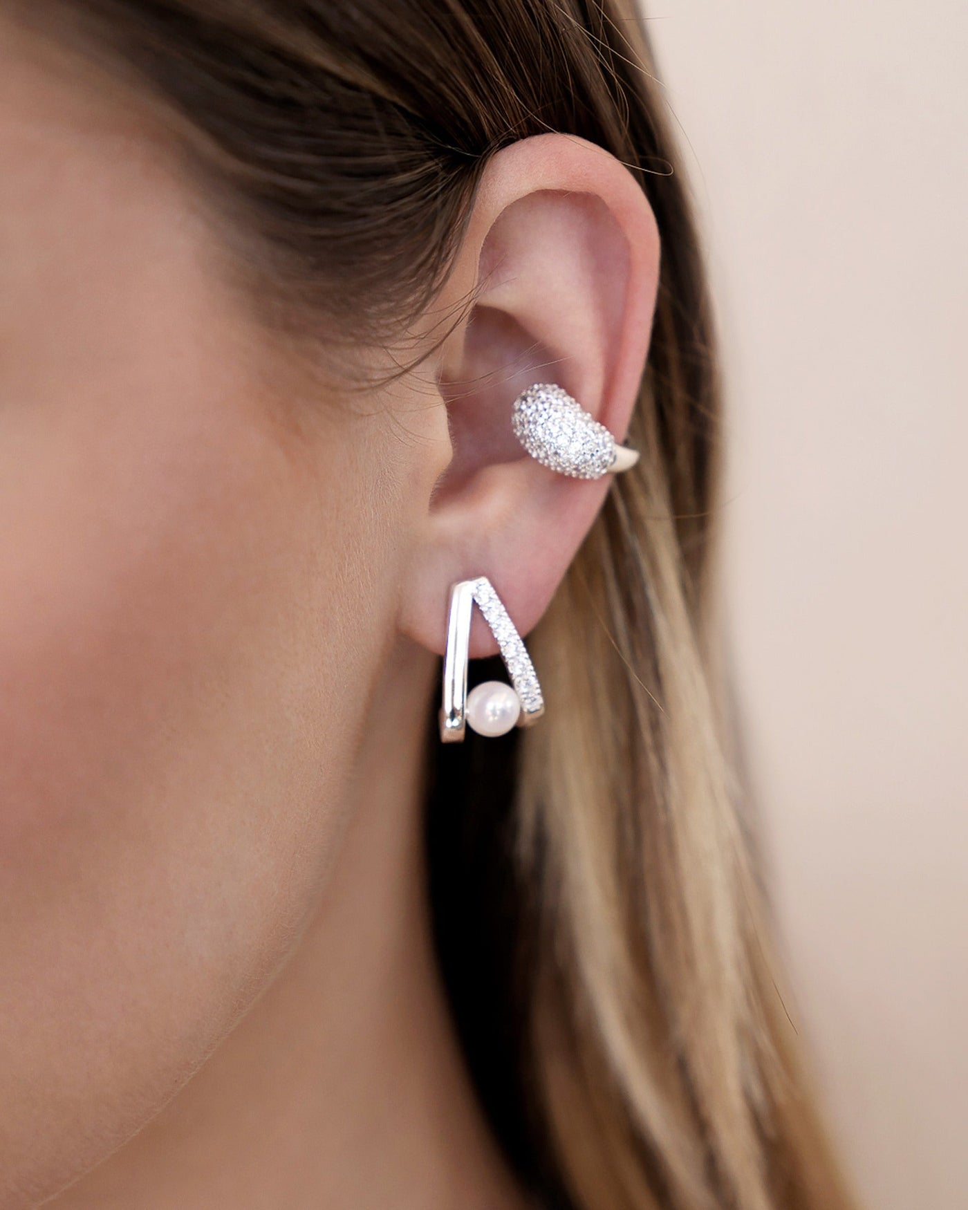 Pavé and Pearl Earrings