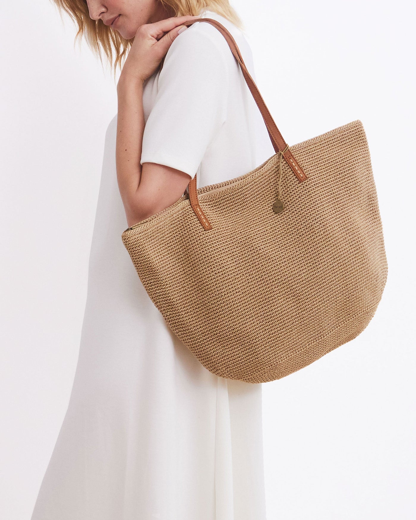 Faye Large Tote - Hand Crochet - Bamboo Static