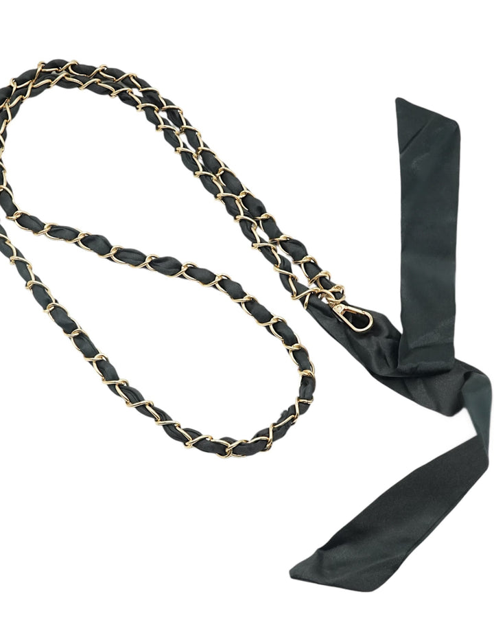 Black Satin Sash Crossbody Phone Chain
