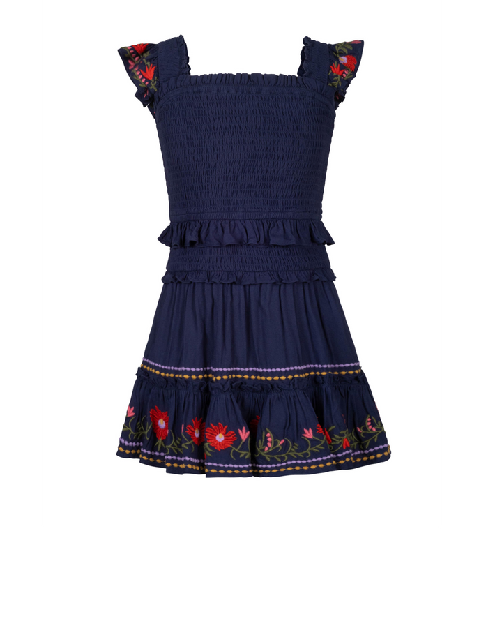 Girls Zoe Dress In Gardenia Embroidery