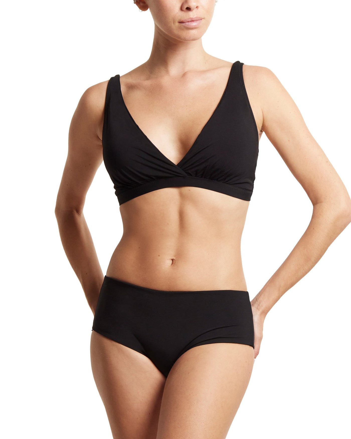 Plunge Swim Top Black