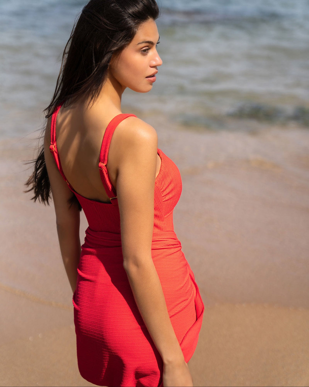 Jori One Piece In Guava Red Texture