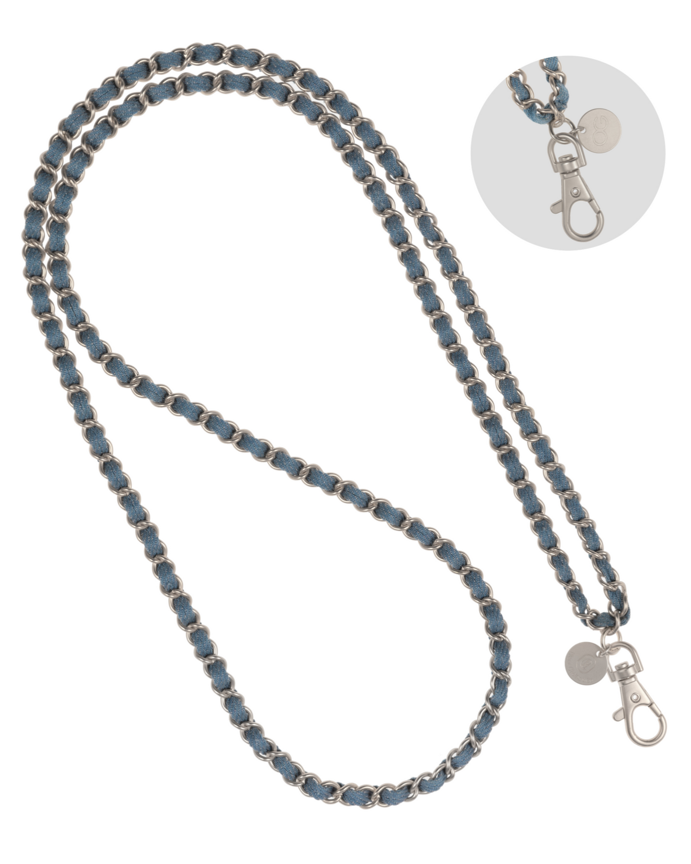 Denim Dream x Matte Silver Crossbody Phone Chain