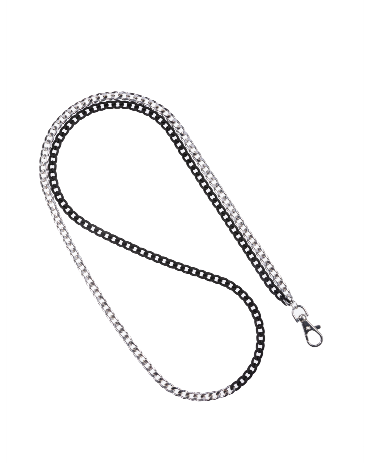 Two Tone Black N' Silver Crossbody Phone Chain