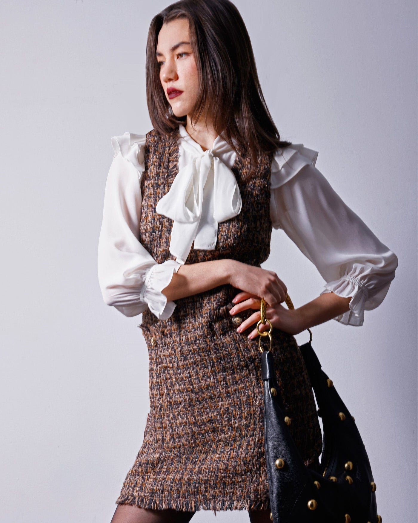 Taylor Dress, Chocolate Tweed
