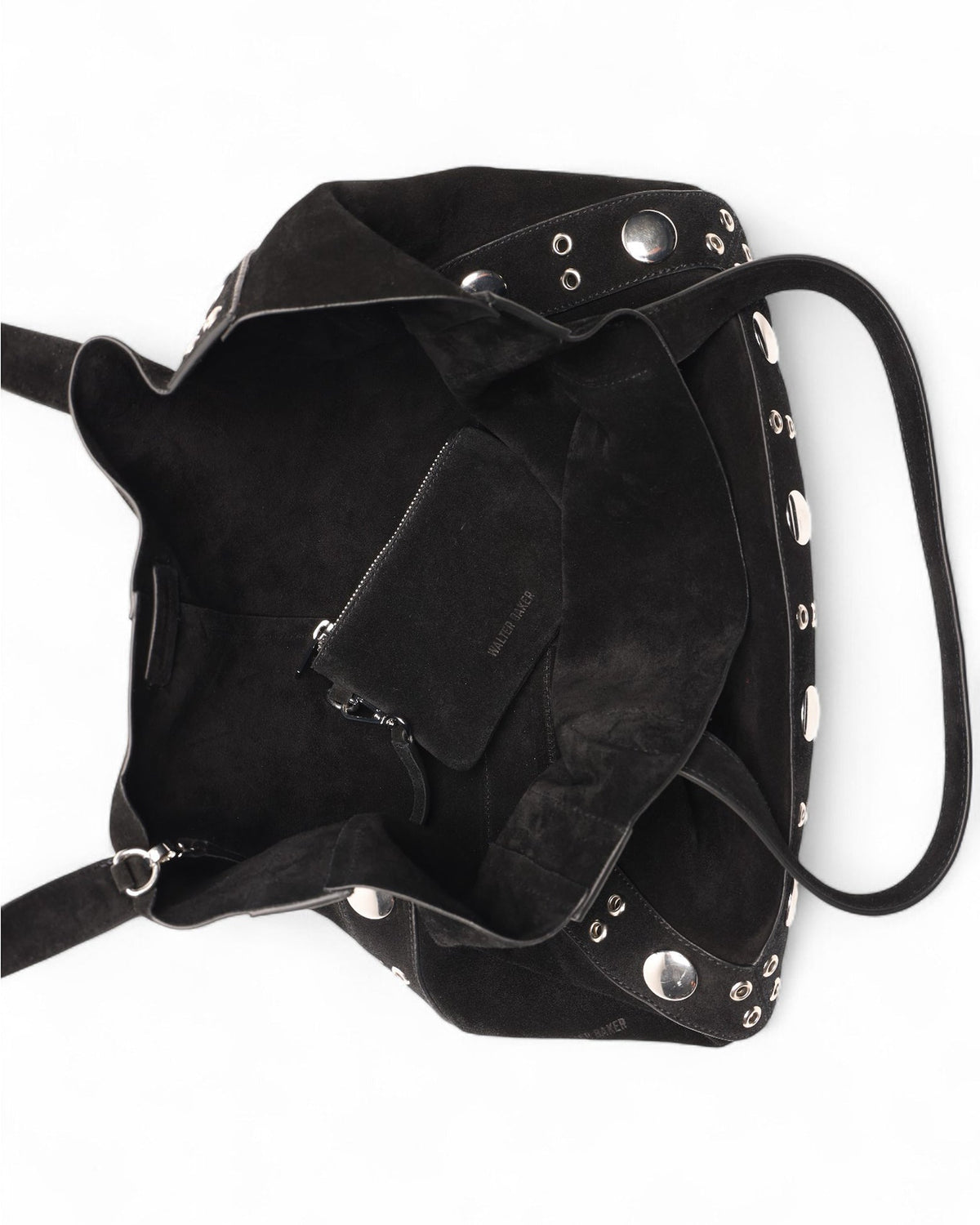 Flynn Studded Tote, Brown Suede Goat
