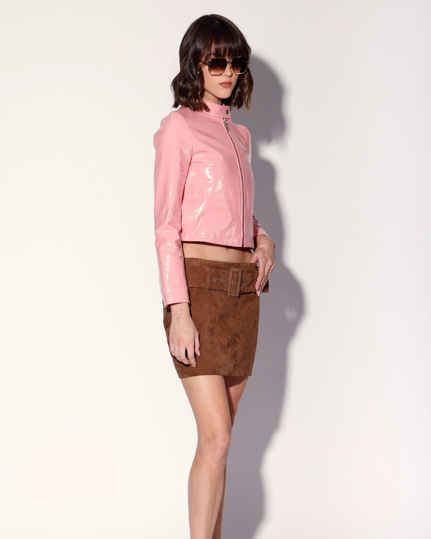 Vivian Skirt, Chestnut Suede - Leather