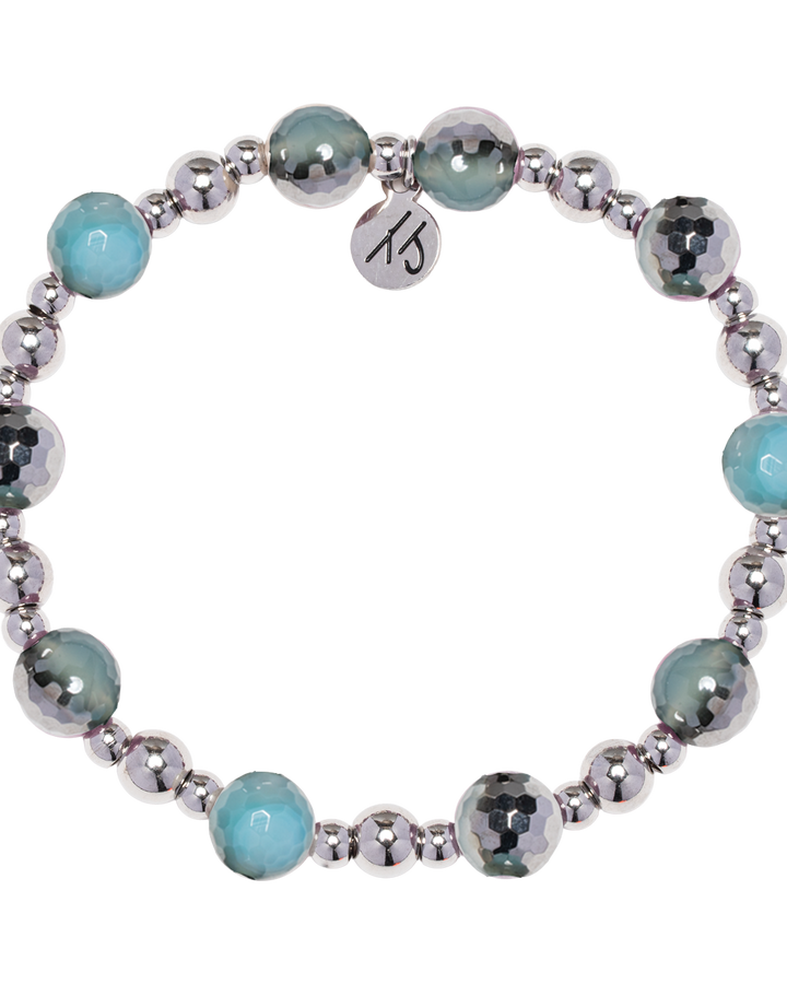 Day by Day Collection- Blue Silver Agate Gemstone Bracelet