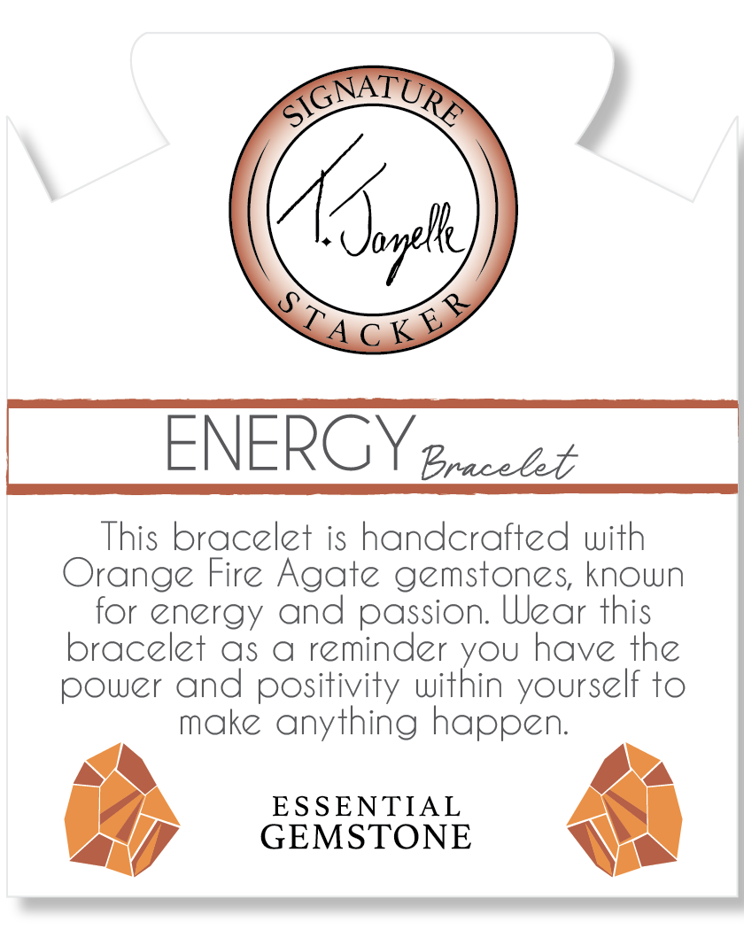 Defining Bracelet- Energy Bracelet with Orange Fire Agate Gemstones