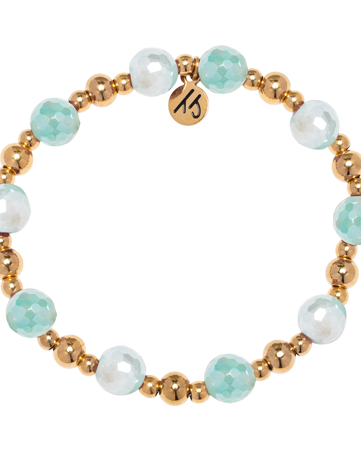 Gold Day by Day Collection- Aqua Agate Gemstone Bracelet